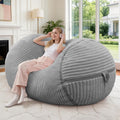4FT Bean Bag Chair 4'Big Bean Bag Chairs with Adults, Large Beanbag Chair | Bean bag Lounger with Machine Washable Cover Corded Plush Fabric, Comfy Chairs for Living Room Bedroom Dorm, Lightgrey