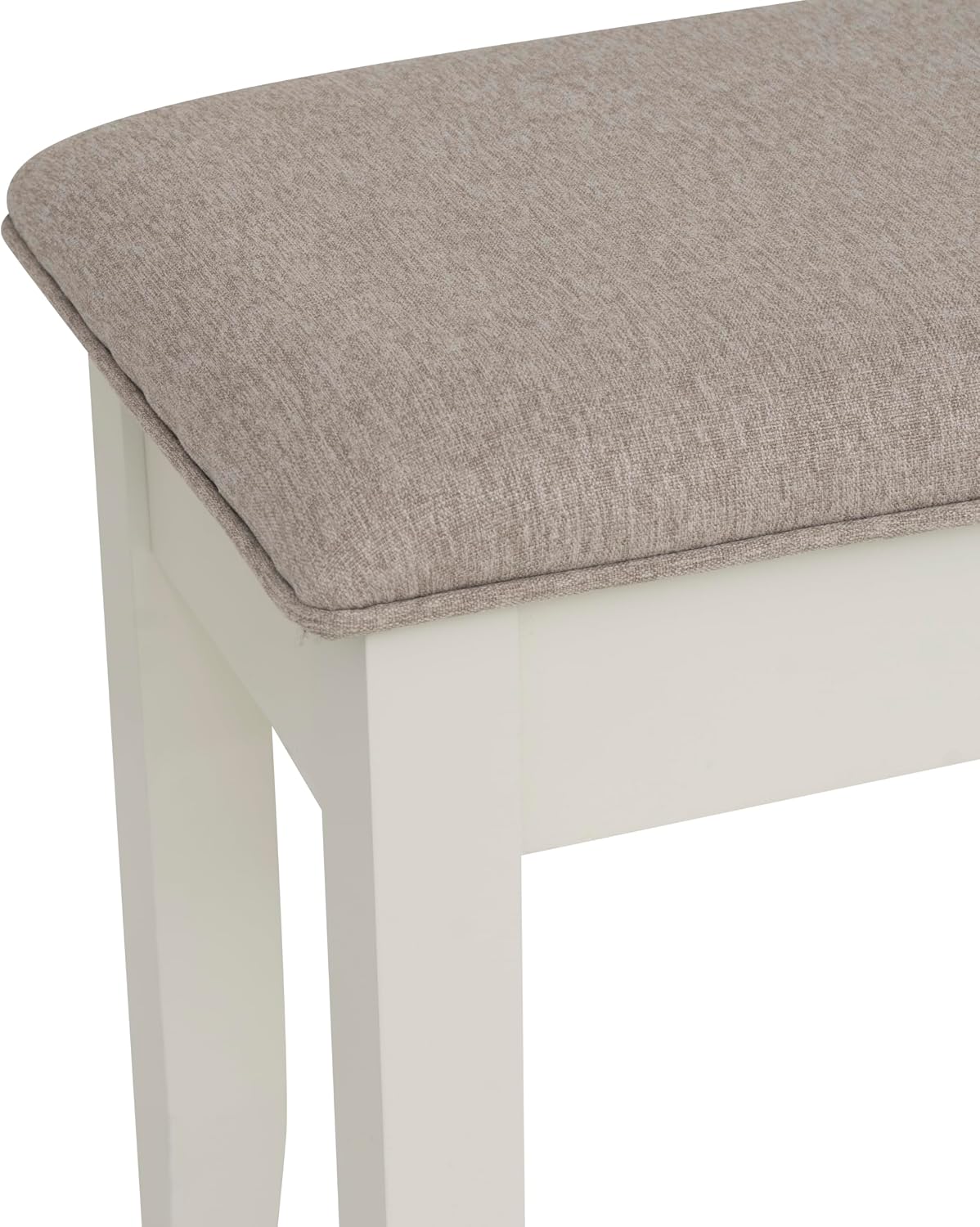 Powell Company Jane Grey Wood Backless Storage Bench with Beige Upholstered Top