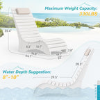 HDPS Pool Lounge Chairs Set of 2, Use in Pools Lounge Chairs up to 10-Inches of Water, Chaise Chairs with Headrest, Lounge Chair Outdoor, Fade-Resistant Pool Lounger for Deck