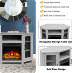 47" Corner Fireplace TV Stand Up to 55" TVs with 18" Electric Fireplace | Rustic Media TV Stands for Living Room, Television Stands with Adjustable Shelves, Entertainment Media Stand (Gray)