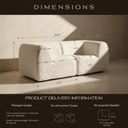 76" Loveseat Modular Sofa with High-Density Foam, 2-Piece Curved Sectional Couches, Sherpa Deep Seat Couch with Armrest, Cloud Soft Lounge Modern Sofas for Living Room – No Assembly, White