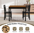 GIANTEX 3-Piece Dining Table Set for 2 - Small Wooden Kitchen Table with Upholstered PVC Leather Chairs, Rubber Wood Legs, Modern Compact Dining Set for Dinner, Kitchen, Restaurant, Dinette (Brown)