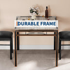 IDEALHOUSE Dining Table Set for 2 with Corner Protector, Kitchen Table Chairs Set of 2 w/Upholstered Chairs, Wood Dining Room Table Set for 2, for Dining Room, Apartment, Retro Gray