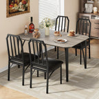 GAOMON 5-Piece Dining Table Set for 4, Modern Kitchen Table with Chamfered Design and Upholstered Chairs, Leather-Cushioned Seats for Small Spaces and Apartments, Space-Saving (Gray/Black,5 Pack)
