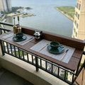 Balcony Railing Table, Folding Deck Table, Adjustable Height Hanging Desk, Easy to Disassemble (Brown, 47" L x 15" W, Wooden)
