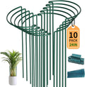 TCBWFY 10 Pack Garden Supports for Plants Metal 10" Wide x 24" High Interlock Half Round Garden Plant Support Ring Border Support Plant Support Ring Cage for Rose Flowers Vine Tomato