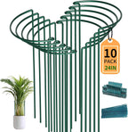 TCBWFY 10 Pack Garden Supports for Plants Metal 10" Wide x 24" High Interlock Half Round Garden Plant Support Ring Border Support Plant Support Ring Cage for Rose Flowers Vine Tomato