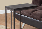 Accent Table, C-Shaped, End, Side, Snack, Living Room, Bedroom, Brown Laminate, Brown Metal, Contemporary, Modern