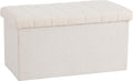 Seville Classics Cushioned Fabric Ottoman Hidden Storage Chest Footrest Chair, Padded Seat for Bedroom, Dorm, Loft, Living Room, Entryway, Hallway, White Boucle, 30" Bench
