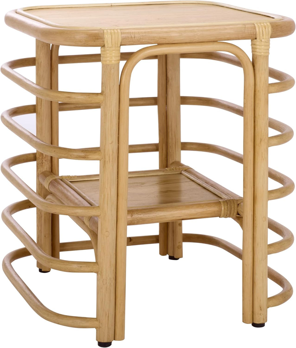 SAFAVIEH Home Collection - Maestro Natural Rattan Accent Table, Tropical Boho Design, Fully Assembled (ACC5400A)