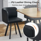 Dining Table Set for 6, 60" Faux Marble and Wood Kitchen Table with 6 PU Leather Chairs,Modern Retangular Dining Table Set for Kitchen,Living Room (Black, Wood+Black Table Set)