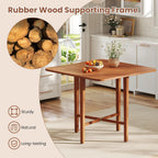 GOFLAME Square Drop Leaf Dining Table for 2-4 People, Folding Kitchen Table with Solid Rubber Wood Legs, Farmhouse Extendable Table for Dining Room, Living Room, Small Space, Walnut