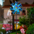 Solar Owls Wind Spinners for Yard and Garden,51 Inch Solar Windmill Seven Color LED Light Whirligig Kinetic Spinner to Scare Birds Decor for Lawn, Patio,Owl Gift Metal Wind Outdoor Sculpture