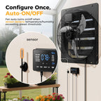 24 Inch EC Motor Shutter Exhaust Fan, 6 Inch Large Touchscreen Controller for Temp Humidity and Speed Control, 10-Speed Wall Mount Fan for Attic, Greenhouse, Garage, Chicken Coop Ventilation