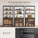 SICOTAS 71" Tall Book Shelf with Doors 5 Tier Bookshelf Bookcase