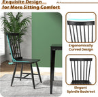 KOTEK Windsor Dining Chairs Set of 4, Wooden Kitchen Chairs with Spindle Back & Wide Seat, 400 LBS Weight Capacity, Armless Side Chairs for Dining Room, Living Room