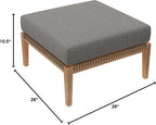Modway Clearwater Outdoor Patio Teak Wood Ottoman in Gray Graphite