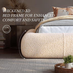 Homkdom Queen Boucle Platform Bed Frame with Anti-Collision Corners, Beige