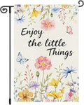 Louise Maelys Spring Garden Flag Enjoy The Little Things Butterfly Watercolor Flower Double Sided 12x18 Inch Floral Seasonal Welcome Small Burlap Holiday Yard Sign Outdoor Decor