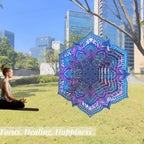 Mandala Wind Spinner Outdoor Mental Wind Spinner for Yard, Garden, Meditation, Yoga Decor Hanging Lawn Ornaments 3D Visual Effect (Mandala, 12''-1pc)