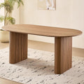 70.9" Large Dining Table for 4, [Rounded Edges] [Fully Assembled Table Base] Modern Wood Kitchen Dinner Table for Restaurant Apartment Meeting Study Room, Easy Setup, Brown