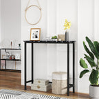 HollyHOME Narrow Sofa & Console Table, 29.5" Slim Entryway Table, Sofa Stand, Hallway Shelf, Bedroom, Living Room, Foyer, Black Marble