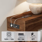 63 Inch Long Console Table w/Outlets & USB Ports, Narrow Rectangular Sofa Table Behind The Couch, Farmhouse Entryway Table for Entrance, Hallway, Living Room(Brown with Outlet)