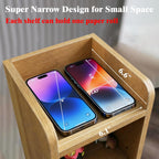 FerniTry Small Bathroom Storage Cabinet, Corner Narrow Toilet Paper Floor Cabinet with Door and Shelves,Bathroom Organizer with Adjustable Shelf, for Small Spaces (Oak)