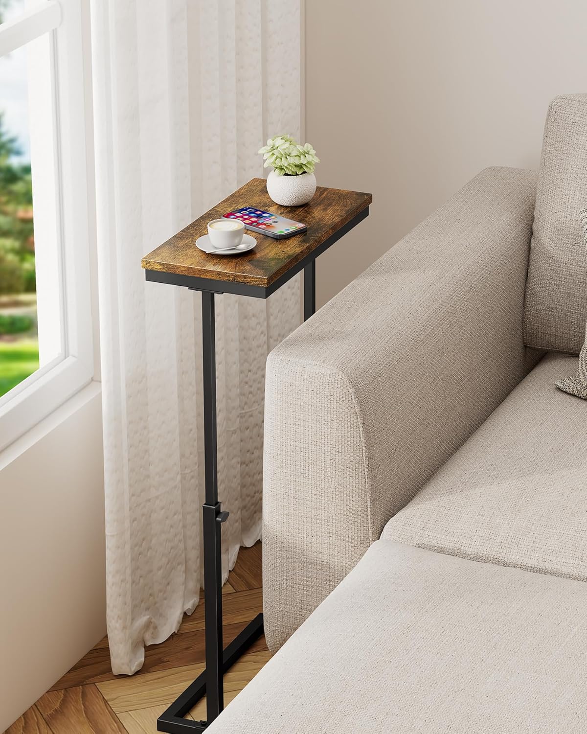 TUTOTAK End Table, Side Table, Tall Couch Table, Sofa Table, Living Room, Bed Room, Brown TB01BB083