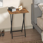 HOOBRO Folding TV Table, TV Tray, Stable Snack Table for Small Space, Portable Sofaside Desk, Easy Assembly and Storage, Ideal for Snacks and Meals in Living Room, Rustic Brown and Black BF15BZ01