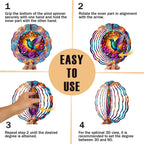 Hummingbird Wind Spinner, 3D Hanging Stainless Steel Garden Spinner, Wind Spinner Hanging for Outdoor & Indoor Décor, Unique Gifts for Yard Garden Decoration or Patio Décor (Hummingbird)