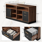 ModernMate 63" Lateral File Cabinet with Lock,2-Drawer Home Office Storage | File Cabinets for A4 / Letter Documents, Wide Credenza w/ Built-in Power Outlet, Fashion TV Stand Organizer, Black Walnut