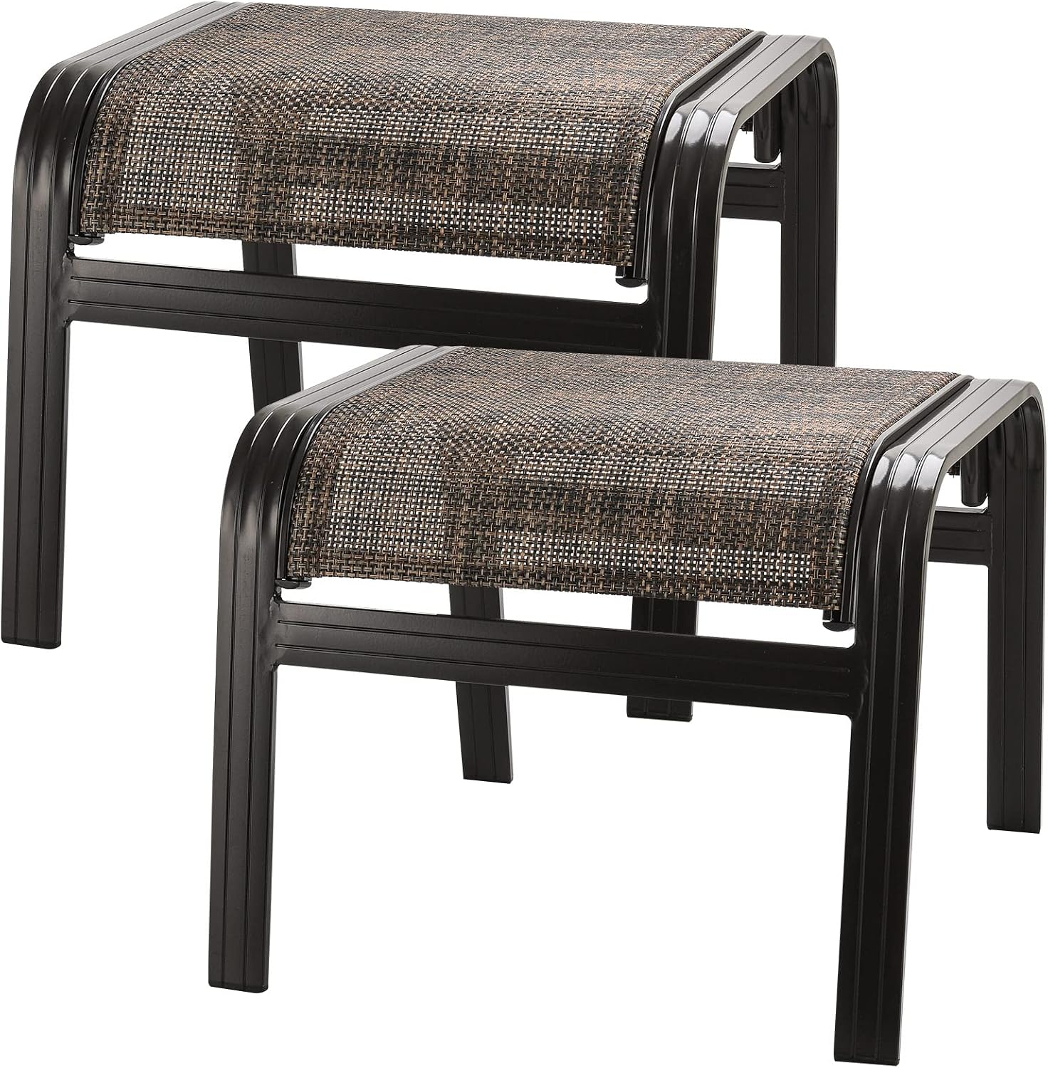 Outdoor Ottomans for Patio Footrest Metal Chairs Patio Footstools Furniture Outside Stools Small Seat Set of 2 Brown, 2 Pack-brown, 22''*20''*17''