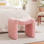 Vanity Stool Foot Rest Small Footstool Ottoman Chair Seating Backless Modern Teddy Velvet Ottoman for Makeup Room Living Room Bedroom Entryway,(Single 1) Pink