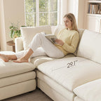97" Cloud Couches for Living Room, 29.1" Deep Seat Modular Sectional Sofa, L Shaped Cloud Sofa with One Movable Ottoman
