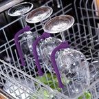 Adjustable Silicone Wine Glass Holder Non-Slip Dishwasher Safe Space-Saving for Home Bar Kitchen Entertainment (8,Purple)