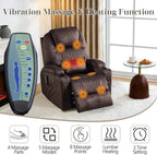 AHMED Dual Motor Power Swivel Rocker Recliner Chair, Velvet Brown | Electric Glider Rocking Chair, Massage & Heat, Cup Holders, LED Lights, USB A/USB C Ports