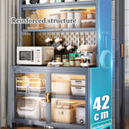 JKGHK 6-Tier Tall Kitchen Bakers Rack, Kitchen Storage Hutch Cupboard Cabinet with Adjustable Foot, Open Kitchens Pantry Storage Shelves for Spices, Pots, Pans(120cm/47.2in)