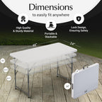 4 Feet Foldable Table Adjustable Height with Built in Handle, Steel Legs | 4FT Heavy Duty Portable | Perfect for Party Dining Wedding Events Picnic Indoor Outdoor Camping Utility Folding - 4 Foot