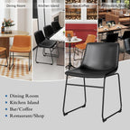 GOTMINSI Dining Chairs Set of 4, 18 Inch Modern Dinner Chairs, PU Leather Armless Dining Room Chairs with Sturdy Metal Legs and Upholstered Backrest for Kitchen (Black)