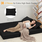 COMAX Futon Sofa Bed, Convertible Sofa Bed, Folding Couches | Low-Profile Couch for Living Room, 11.8" H Low Seat Small 59" Foldable Floor Sleeper Lounge Space‑Saving
