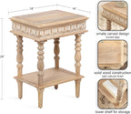 Kate and Laurel Patresa Traditional Carved Wood Side Table, 18 x 14 x 24, Light Natural, Decorative Rectangle End Table with Tiered Design for Use as Bedroom Nightstand