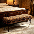 Forteek 47" Vintage Pattern Upholstered End of Bed Bench, Entryway Bench | Bedroom Bench with Detachable Washable Cover, Nailhead Trim, Sturdy Solid Wood Legs,Window Bench, Hallway Bench, Dining Bench