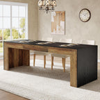 Tribesigns Extra Long Dining Table for 6-8 People, 78.7-Inch Rectangular Kitchen Table with Wooden Tabletop and Legs for Kitchen, Dining Room, Living Room, Heavy Duty, Black+Brown | Wooden Kitchen Table for Dining Room, Living Room, Heavy Duty, Large