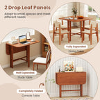 GOFLAME Square Drop Leaf Dining Table for 2-4 People, Folding Kitchen Table with Solid Rubber Wood Legs, Farmhouse Extendable Table for Dining Room, Living Room, Small Space, Walnut