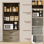 Takywep Freestanding Farmhouse Pantry Cabinet with Barn Doors, Adjustable Shelves & Large Drawers,Versatile Kitchen Storage Cupboard for Dining or Living Room,Pastoral Gray