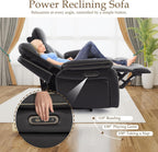 Power Reclining Sofa Set, Power Recliner Sofa and Loveseat Set with LED Light/Bluetooth Speakers, Electric Reclining Sofa Couch Living Room Set for Home, Office(Black, Sofa+Loveseat) | pu leather