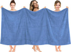 American Soft Linen Oversized Bath Sheet 40x80 Extra Large for Bathroom, 600 GSM 100% Cotton Turkish Jumbo Bathsheet Towels for Adults, Electric Blue Bath Sheet