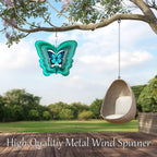 ISEO Butterfly Wind Spinner for Yard and Garden, Hanging Outdoor Decor, Yard Art, Porch and Patio Decorations, Metal Wind Spinners Outdoor, Weather Resistant, 12”