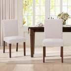 MALOL Upholstered Dining Chairs Set of 2, Fabric Dining Room Chairs, Modern Wooden Dining Chair, Kitchen Side Chairs, Farmhouse Dinner Chair with High Back for Kitchen, Beige